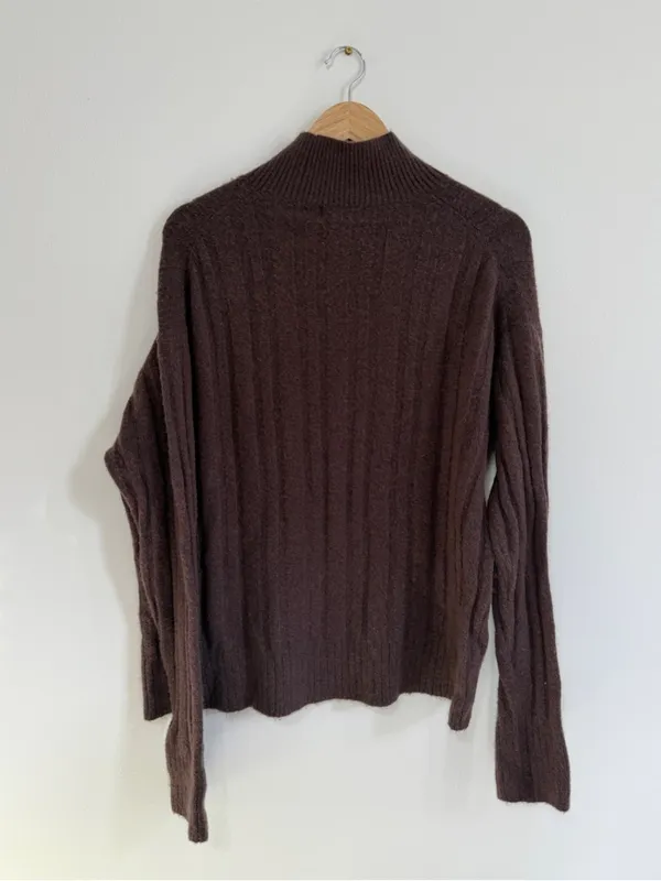 J CREW Ribbed Mockneck Sweater in Supersoft yarn Size XL Brown Knit BM209 - Image 5