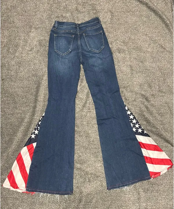 Trails American made Flag Bell Bottom Flare Jeans Blue Size 26 - Image 2
