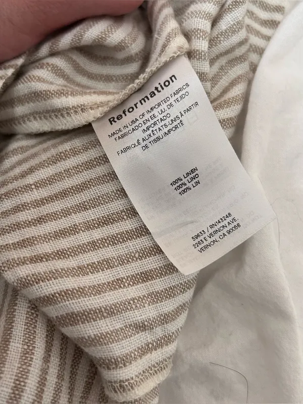 Reformation Citron Linen Dress, Sandy Striped size 8 petite - Image 8
