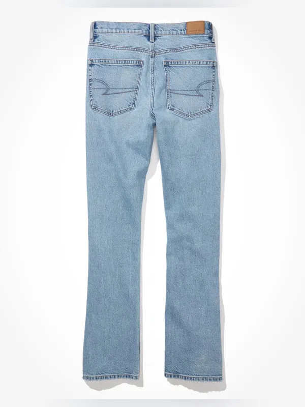 American Eagle Curvy ’90s Bootcut Slit‎ Hem Denim Jeans Light Minimalist AE Chic - Image 4