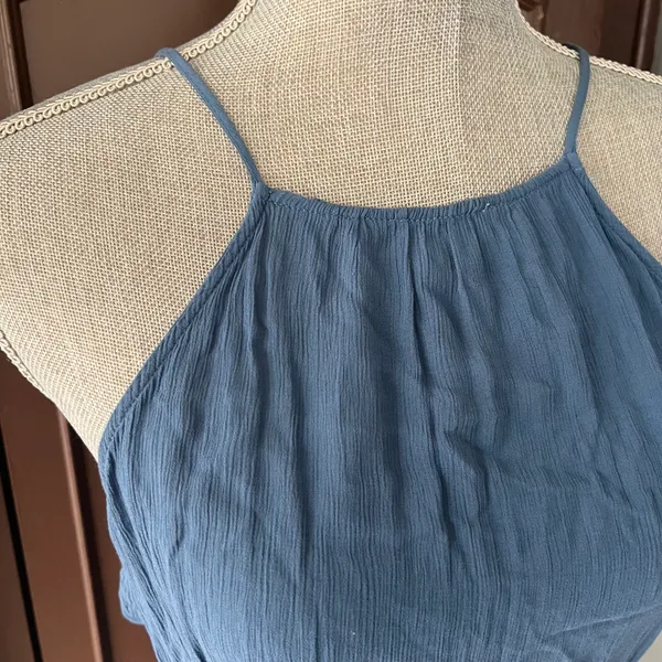 Free People (intimately) Liaisons Tie-Front Blue Romper - Image 6