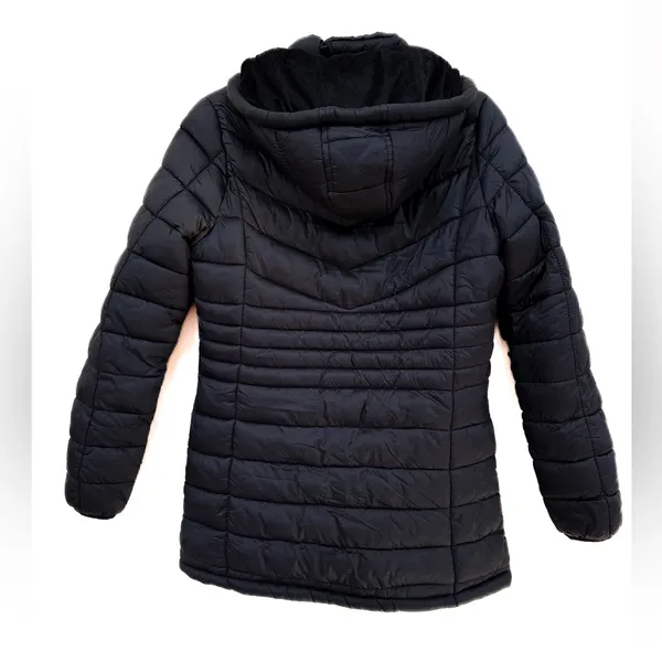 YMI Snobbish Women Black Faux-Fur-Lined Hooded Puffer Quilted Coat Jacket - Image 2