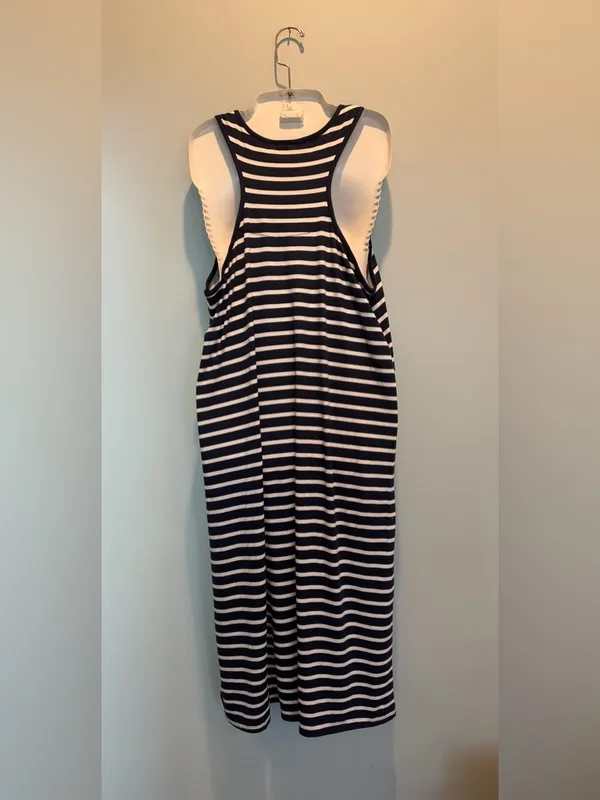 Nautica Navy/White Striped Nautical Tank Racerback Mido Dress Soze Large NWT - Image 6