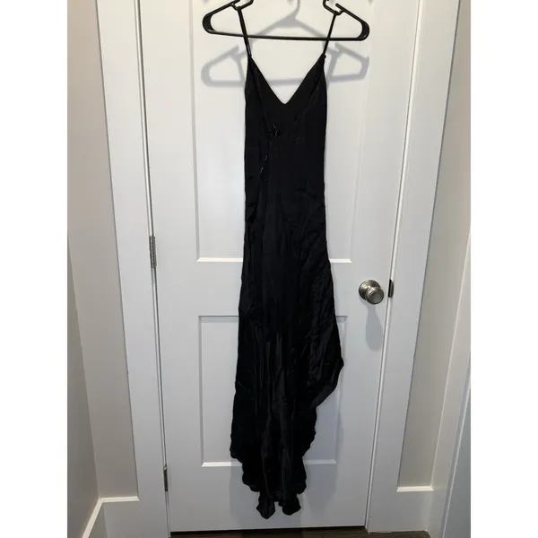 Women’s Bardot Arella Dress Asymmetrical High Low Open Back V Neck Black 8 M - Image 5