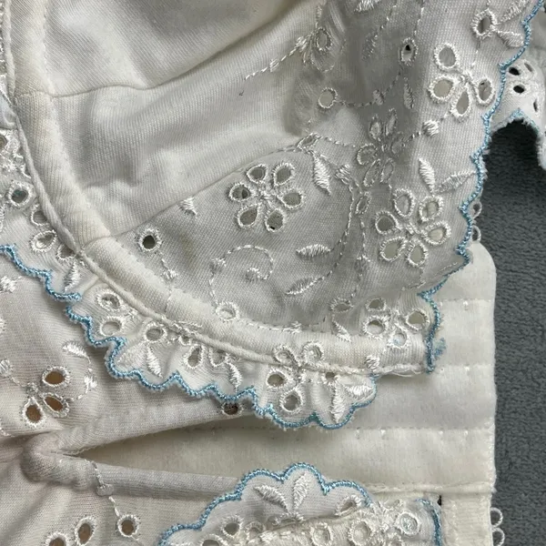 For Love & Lemons Eyelet Corset Top Size M White Blue Ribbon SKBR1513-SU21 - Image 4