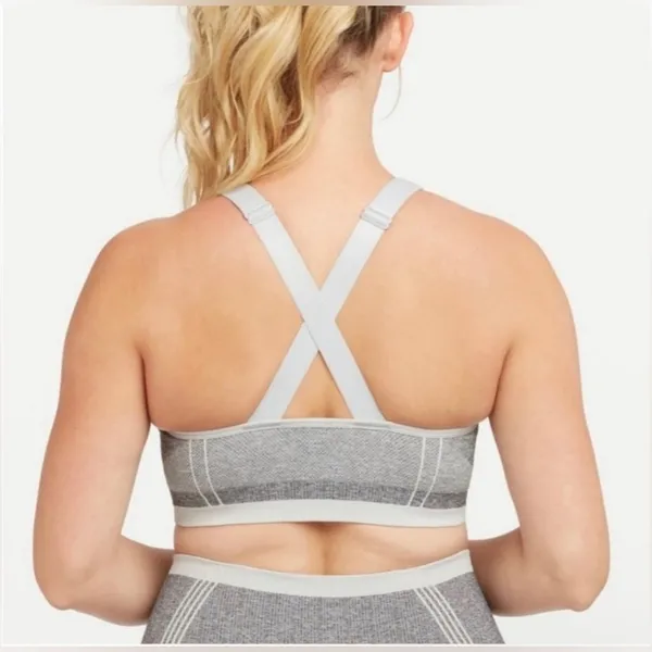 SPANX Seamless Sculpt Cloudy Grey High Scoop NWT Neck Crossback Sports B… - Image 2