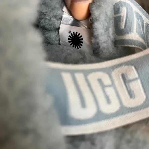 UGG Fluff Yeah Slide 37 / US 6 Fog Blue Sheepskin Cozy Fluffy Lounge - Image 3