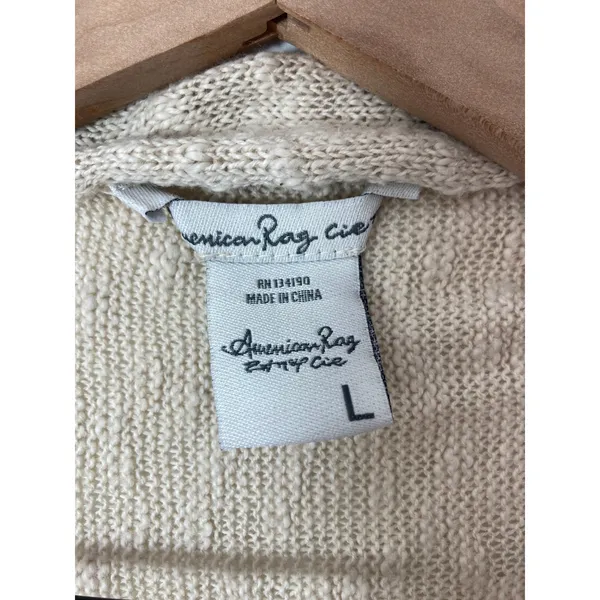 American Rag Cotton Southwestern Western Fall Knit Fringe Cardigan Sweater Large - Image 2