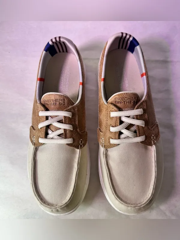 Skechers Cream & Tan Lace-Up Casual Sneakers - Image 4