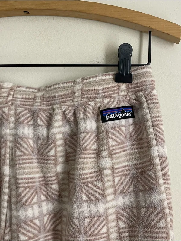 Patagonia Micro D Fleece Joggers Womens S Snow Bean Natural Geometric Cozy Pants - Image 6