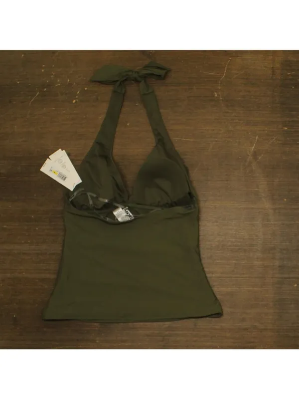 NWT DKNY Womens Halter V-Neck Shirred Tankini Top DIMKS215 Moss Green M - Image 7