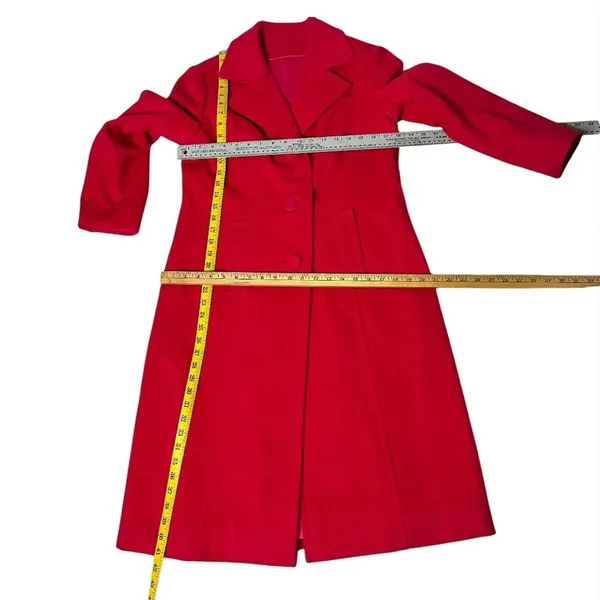 PETER PAN Tailors Red Coat Midi Lined Handmade Womens Small VINTAGE Hong Kong - Image 9