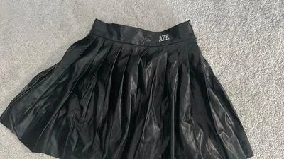 Adika Faux Leather Midi Skirt With Slit - Image 2