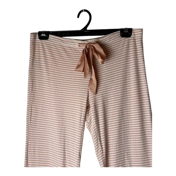 Ann Taylor Pajama Pants Women Small Pink Ivory Striped‎ Preppy Lounge Sleepwear - Image 4