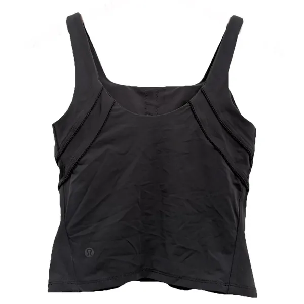 LULULEMON Black Nulu and Mesh-back Shelf Bra Yoga Tank Top Size 4 - Image 2