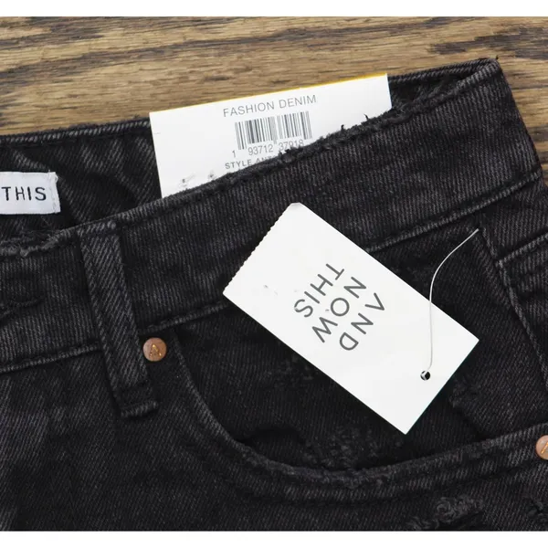 And Now This Womens Distressed Ultra High Rise Straight Jeans Black 29 - Image 3