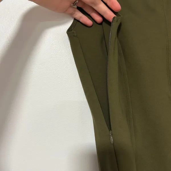 Anthropologie Olive Green Corset Tank Top Sweetheart‎ Neckline XS Side Zip Ponte - Image 5