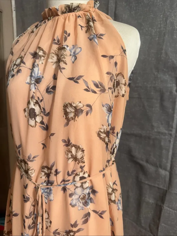 Pinkblush Peach Floral Halter Midi Dress - Image 7