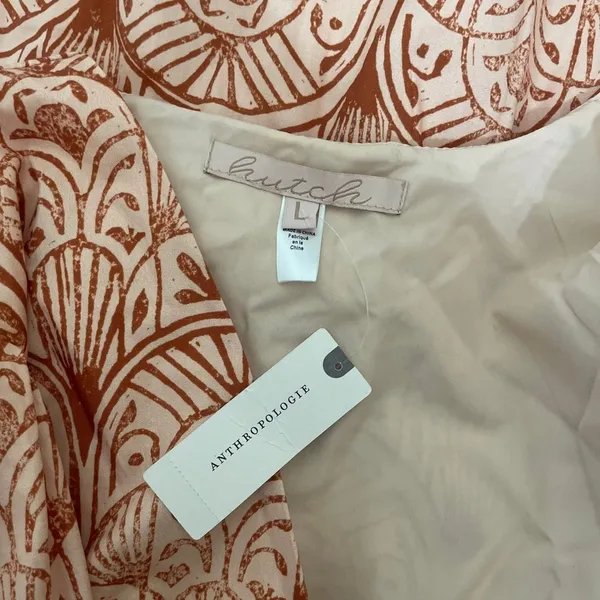 NWT!! Anthropologie HUTCH V-Neck Tiered Wrap Dress Geometric Blockprint Large - Image 11