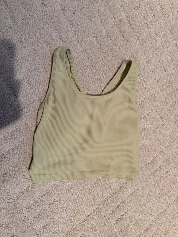 CALIA Seamless Ribbed Brami Tank Top Green XS - Image 3