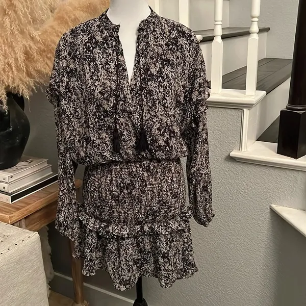 Aqua Leopard Smocked Mini Dress Size Small - Image 3