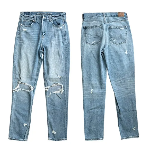 American Eagle Outfitters Light Blue Mom Jeans 4 Long - Image 2