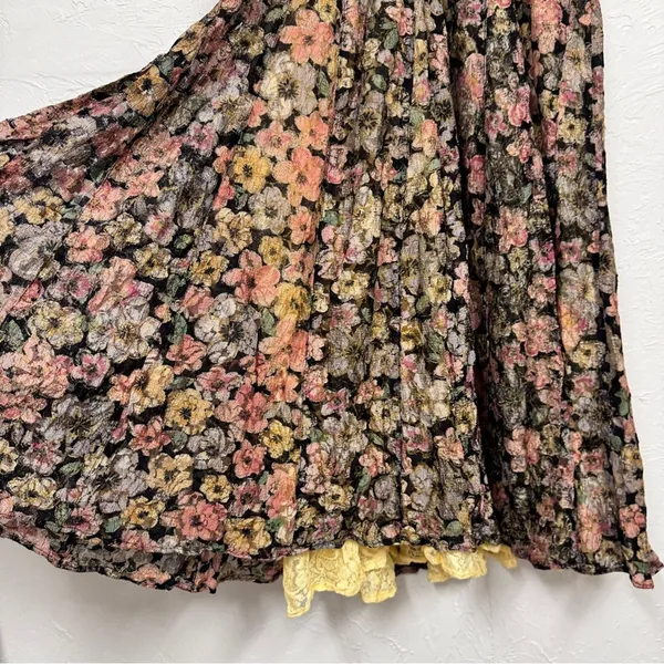 Vintage Handmade Dark Floral Sheer Maxi Dress Women M Cottage Core Fairy Romance - Image 8
