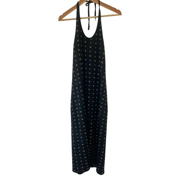 Anthropologie Callahan Vickie Halter Knit Midi Dress Black Geo Print X-Large - Image 3