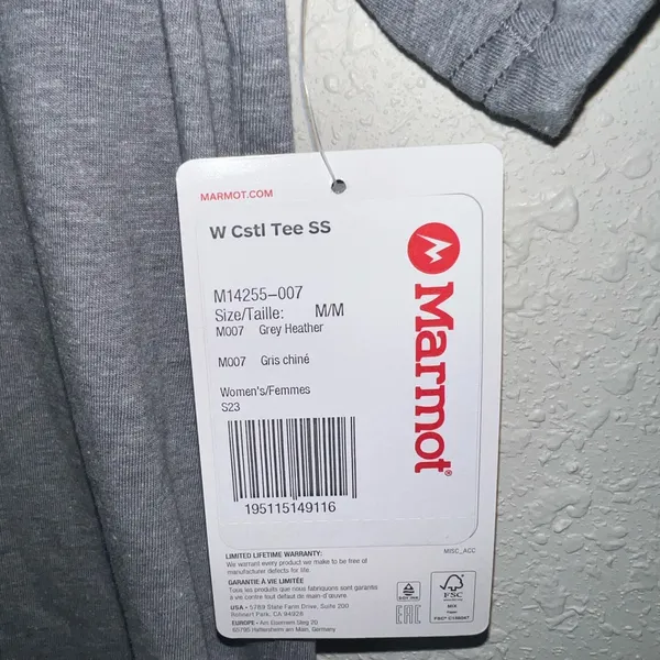Marmot‎ Gray Short Sleeve Tee with Pink and Blue Accents - Image 4