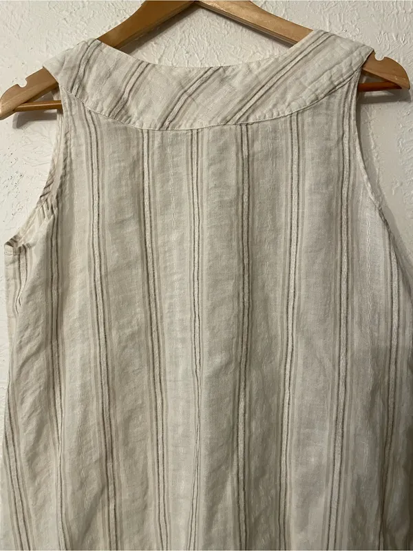 Flax Sleeveless 100% Linen Midi Stripe Dress Small - Image 4