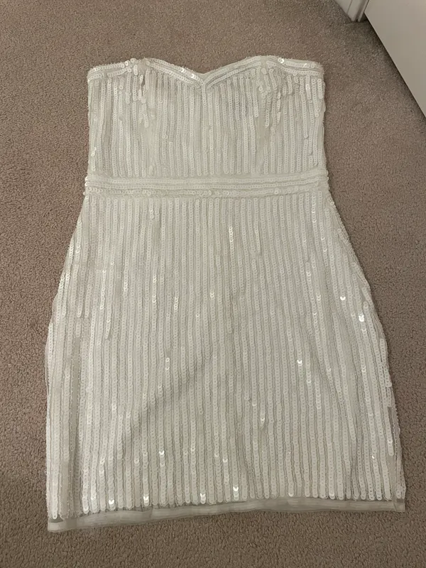 Lulus White Sequin Strapless Mini Dress - Image 2