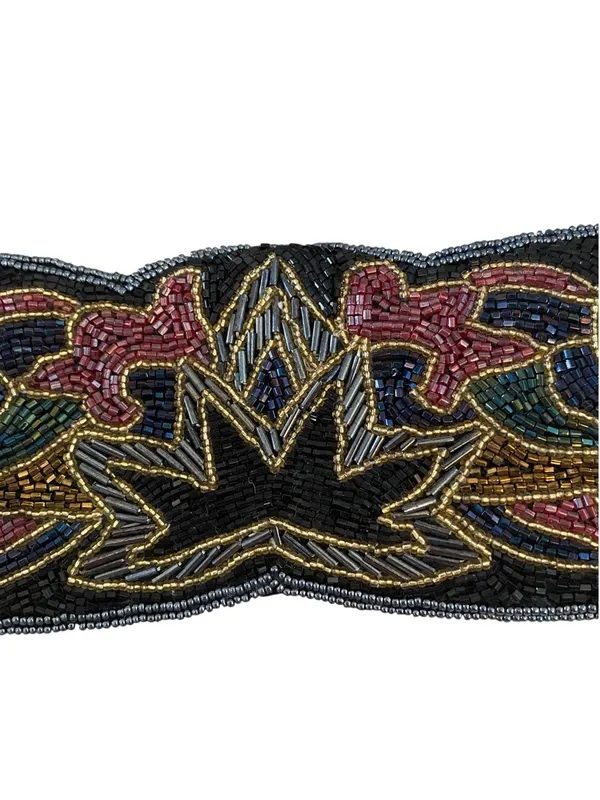 Vintage 80s Beaded Statement Waist Belt Cummerbund glam cocktail attire Disco - Image 5