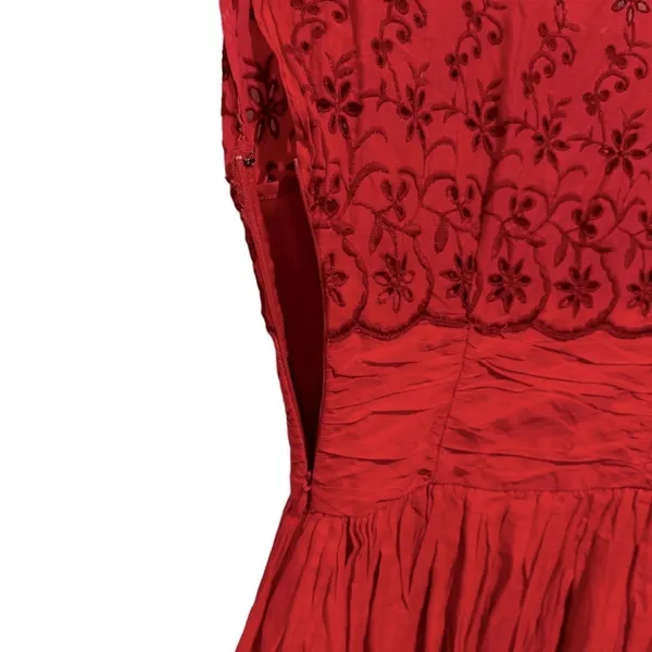 Free People Eyelet Garden Day Coral Embroidered Sleeveless Mini Cocktail Dress 4 - Image 8