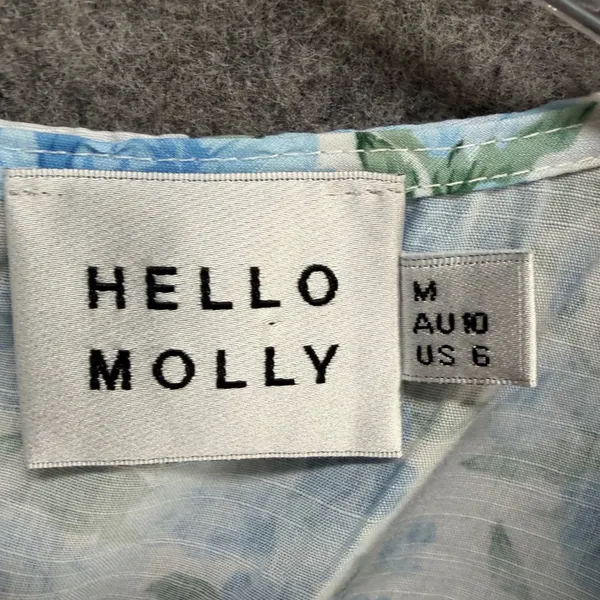 Hello Molly Picnic Loving Mini Dress Women M Blue Floral Smocked Cutout Coquette - Image 12
