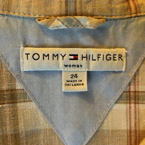 Tommy Hilfiger Cream‎ Plaid Peplum Short Sleeve Jacket Women's Size 24 - Image 6