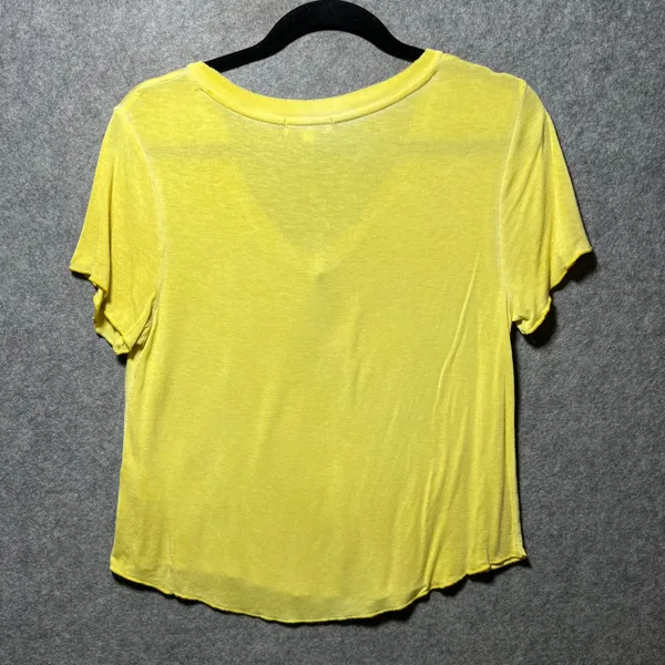 Ten‎ Sixty Sherman Womens Yellow V-Neck Short Sleeve Raw Hem Tee Shirt Large - Image 6