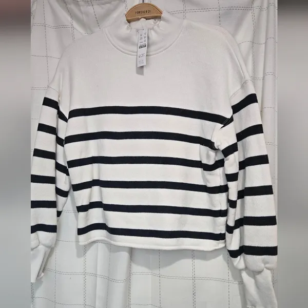 J Crew Heritage terry mockneck sweatshirt in stripe - Image 2