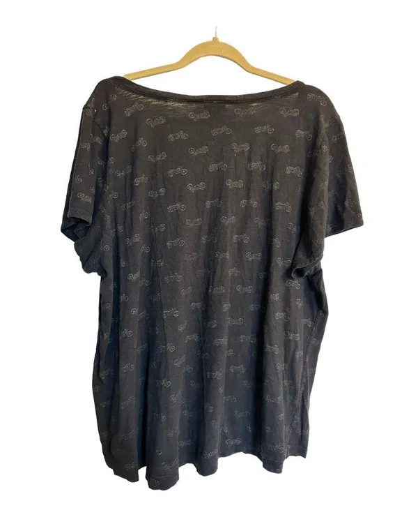 Motorcycle Print Black V-Neck Short Sleeve Shirt Size 3 (22/24) - Image 8