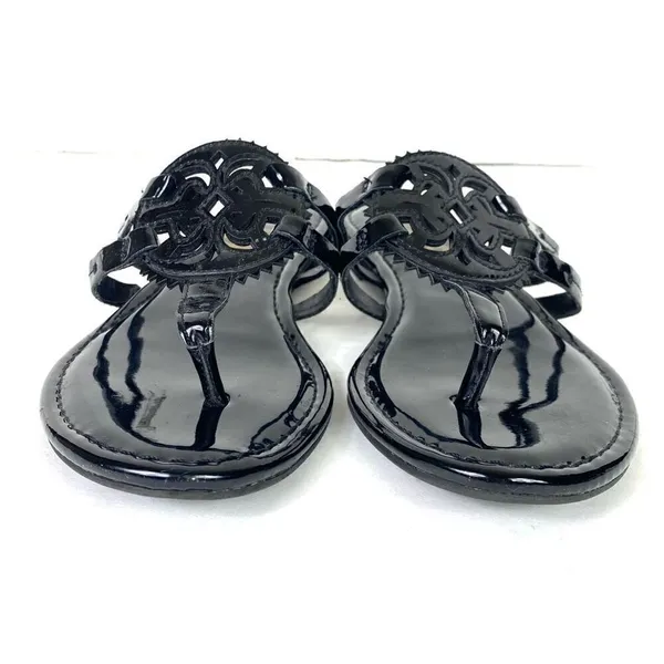 Sam Edelman Circus Canyon Shiny Black Patent Leather Emblem Flip Flop Sandals 7 - Image 3