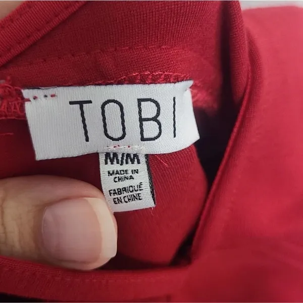 ‎TOBI Red Bodycon V-neck Dress Size Medium - Image 4