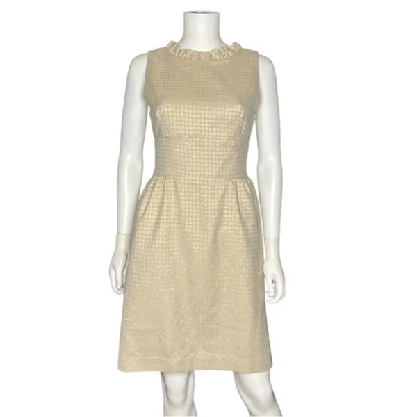 Karen Zambos Vintage Couture Gold Sleeveless Ruffle Evening Dress Size 8 - Image 2