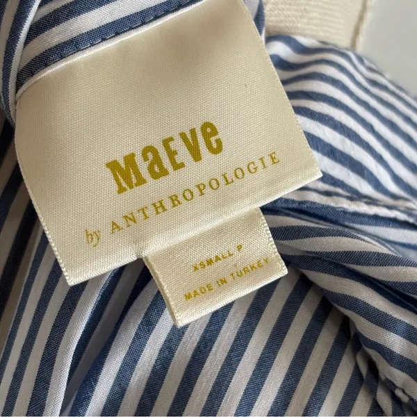 Maeve Anthropologie Blue and White Striped Button Down Shirt - Image 8