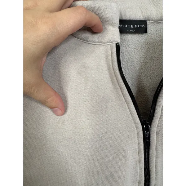 White Fox Project 5 Half Zip Sweatshirt Taupe Oversized Fleece Pullover L/XL - Image 5