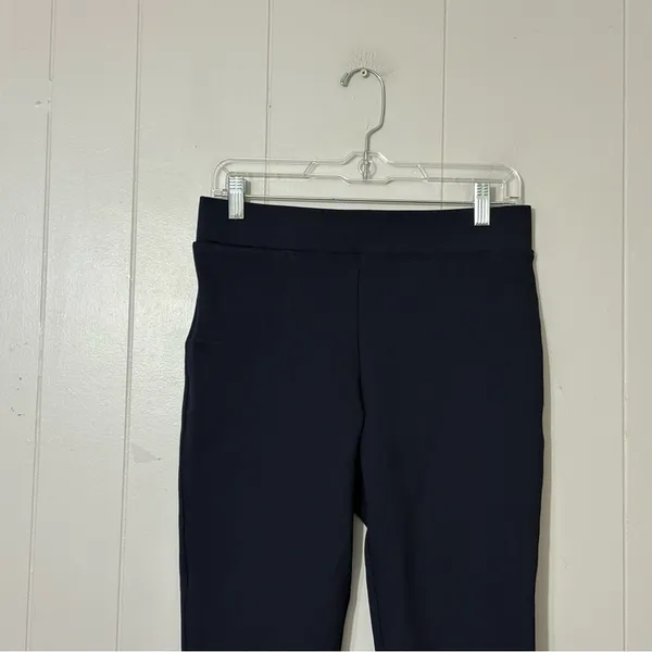 Quince Ultra Stretch Ponte Kick Flare Pants Navy Blue Pull On Work Pant Size M - Image 5