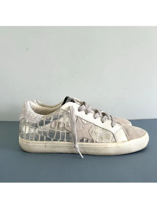 Vintage Havana Ingrid Low Top Sneakers Wild Croc Silver Metallic Fashion Size 8‎ - Image 4
