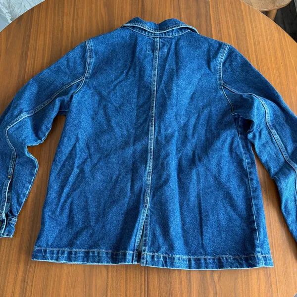 Old Navy Denim Chore Jacket Medium Blue Button Up Workwear Utility Fall Boho - Image 12