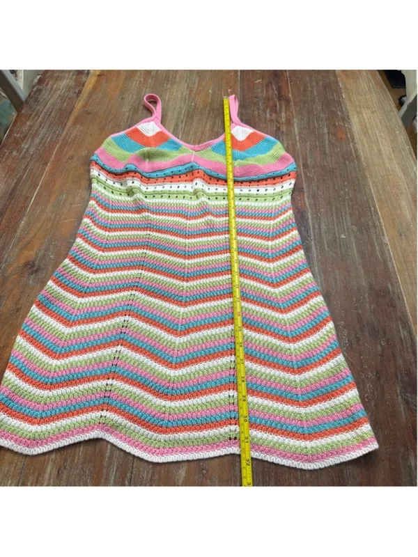 Crave Fame XL Rainbow Chevron Crochet Knit Mini Dress - Image 9
