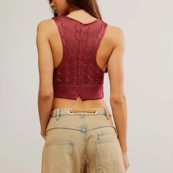 Free‎ People The Vest of Us Crop Knit Sweater Vest - Image 4