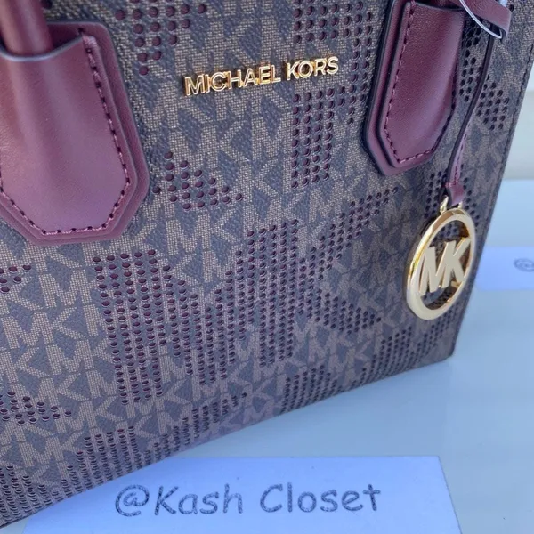 Michael Kors Merlot Mercer Messenger Bag Medium Satchel Purse - Image 6