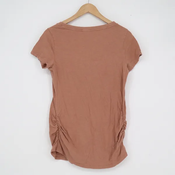 Old Navy Maternity Fitted Side Ruched Scoop Neck Short Sleeve Tee Clay Brown M - Image 4